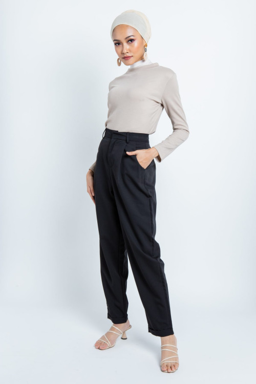 Black Basic High Waisted Pants