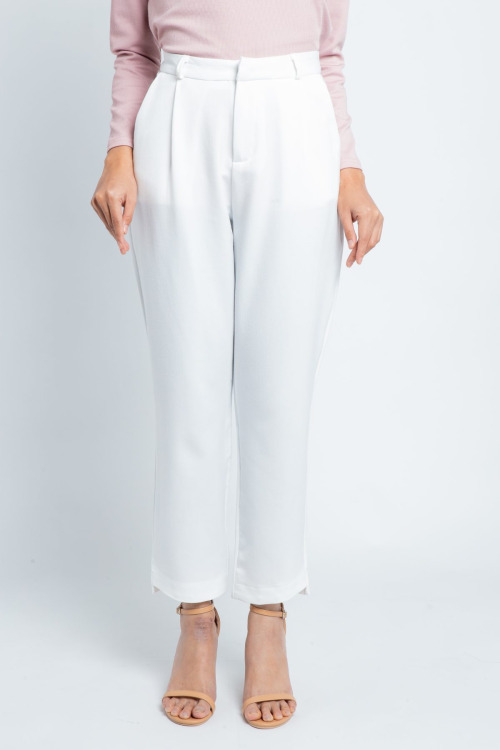 White Tapered Ankle Pants