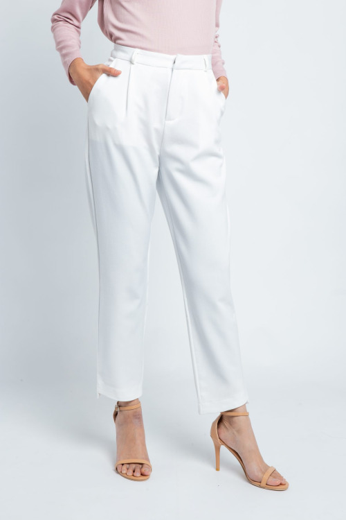 White Tapered Ankle Pants
