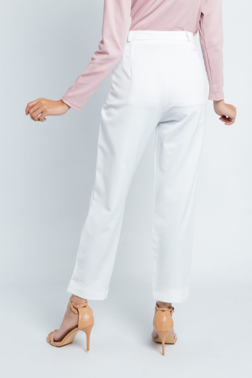 White Tapered Ankle Pants