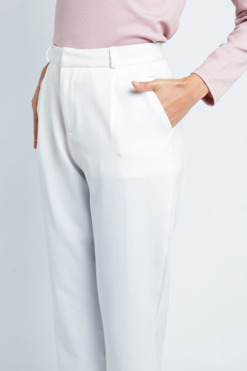 White Tapered Ankle Pants