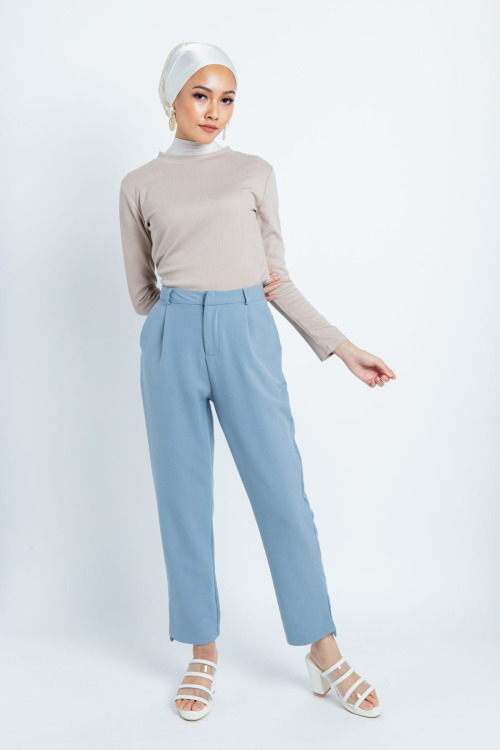 Blue Tapered Ankle Pants