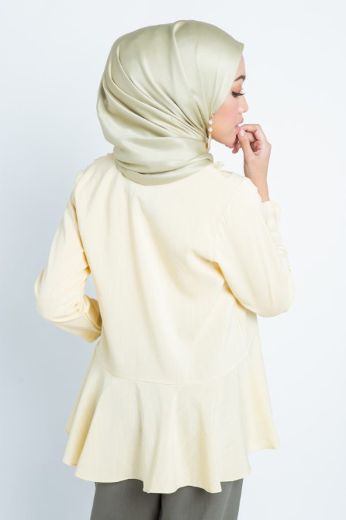 Yellow Striped Peplum Blouse