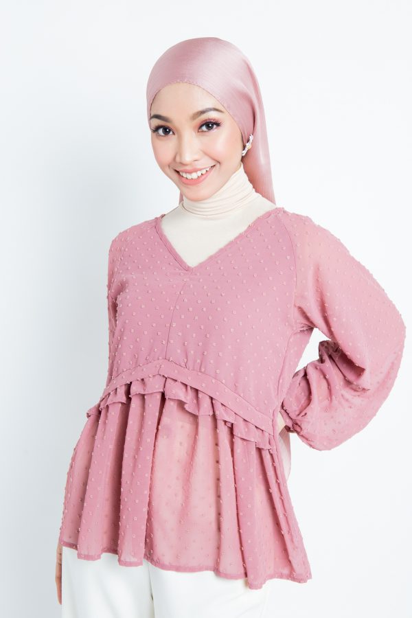 Dusty Pink Balloon Sleeve Blouse
