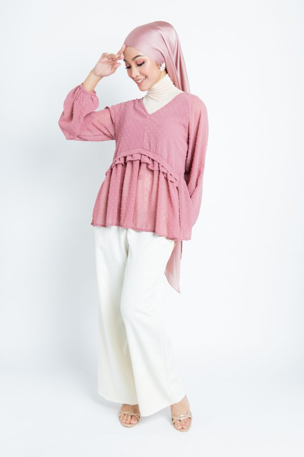 Dusty Pink Balloon Sleeve Blouse