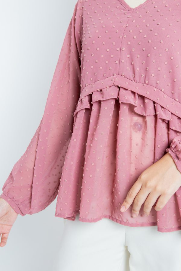Dusty Pink Balloon Sleeve Blouse