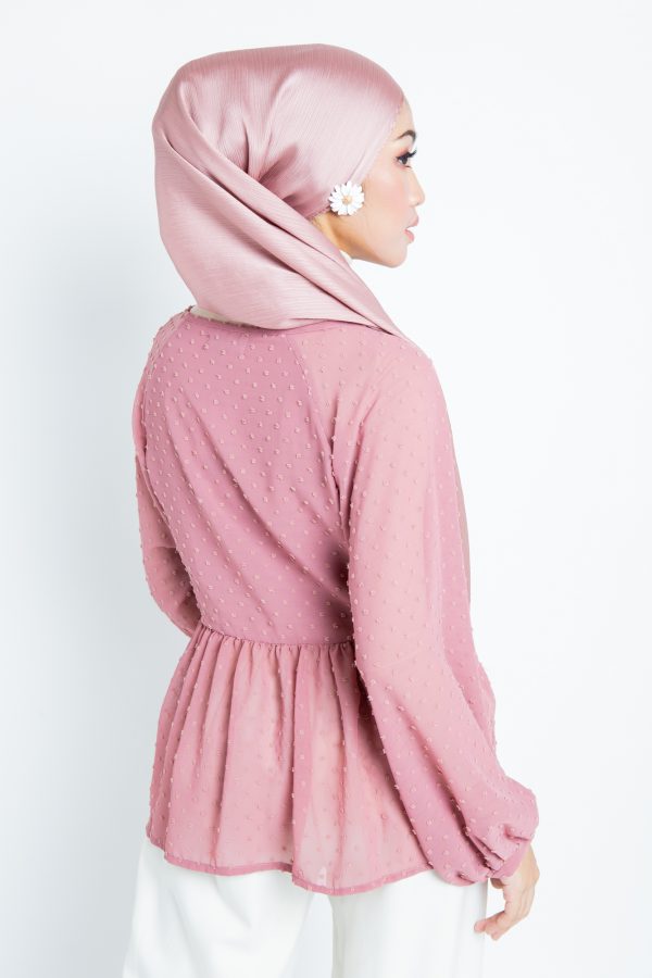 Dusty Pink Balloon Sleeve Blouse