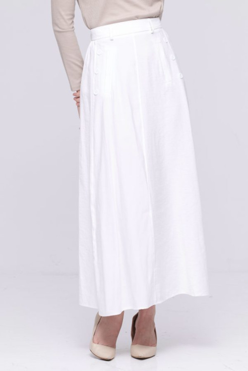 White Button Cotton Skirt
