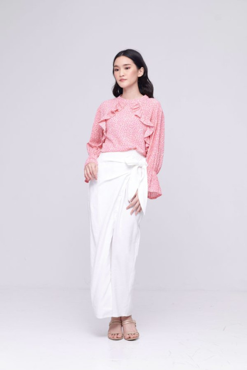 Pink Floral Ruffle Top