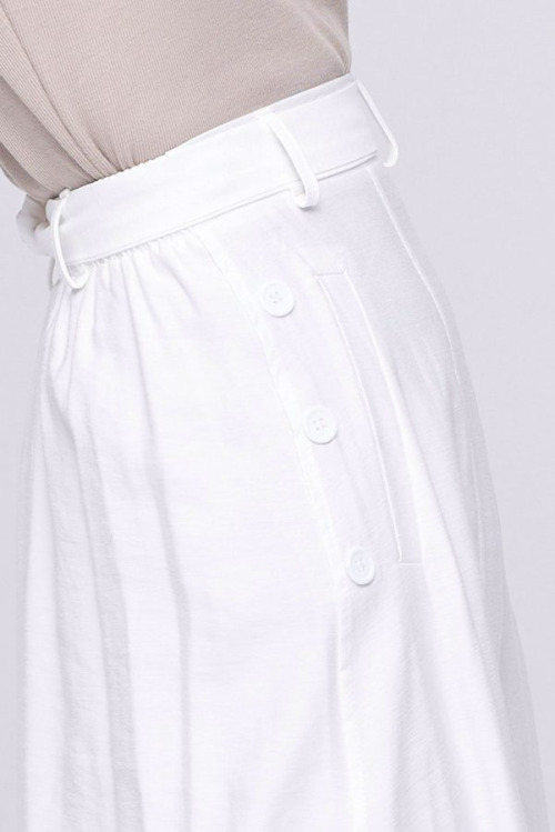White Button Cotton Skirt