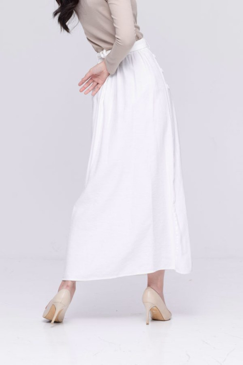White Button Cotton Skirt