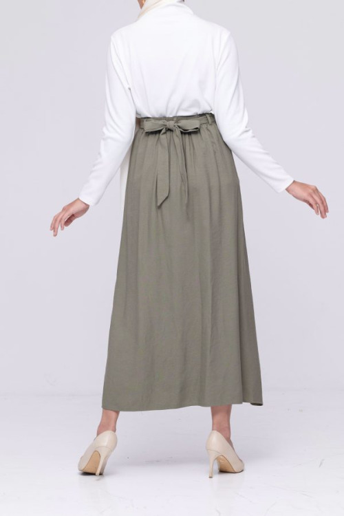 Green Button Cotton Skirt