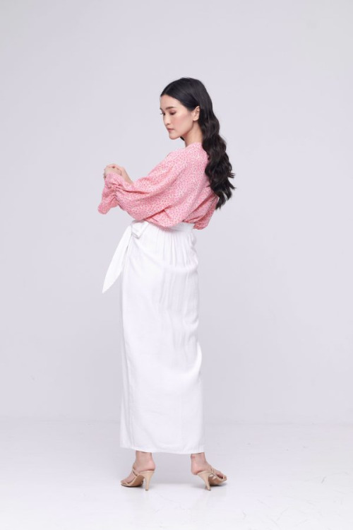 White Side Tie Cotton Skirt