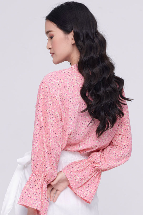 Pink Floral Ruffle Top