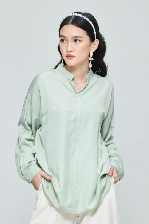 Green Chiffon Loose Blouse