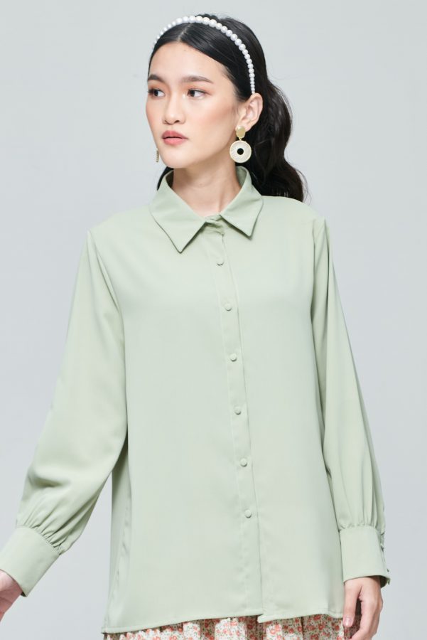 Green Button Sleeve Top