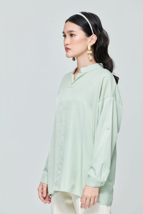 Green Chiffon Loose Blouse