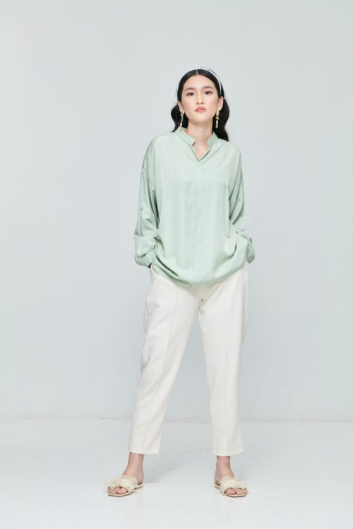 Green Chiffon Loose Blouse