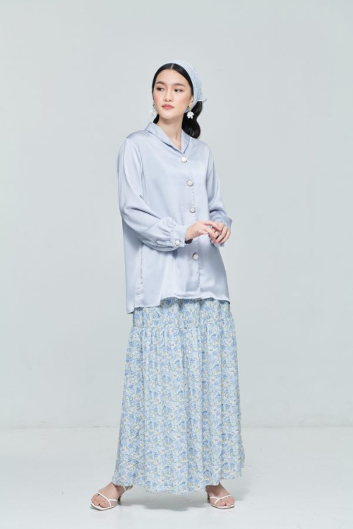Blue Satin Basic Blouse