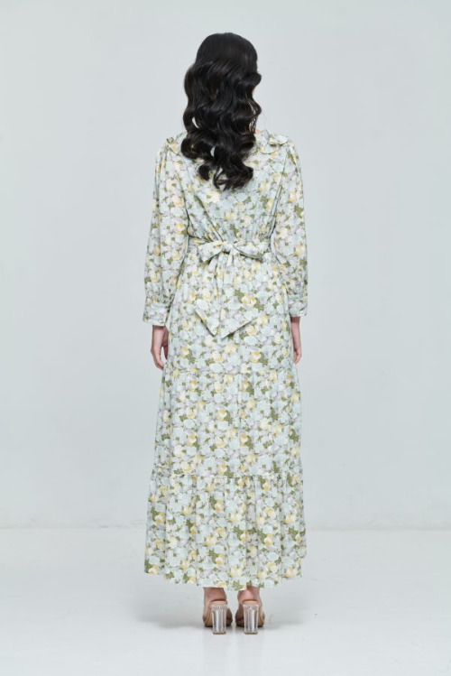 Green Ruffle Collar Dress
