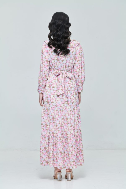 Pink Ruffle Collar Dress