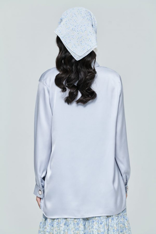 Blue Satin Basic Blouse