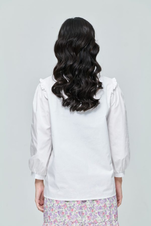 White Ruffle Puff Sleeve Top