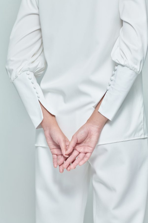 White Button Puff Sleeve Top