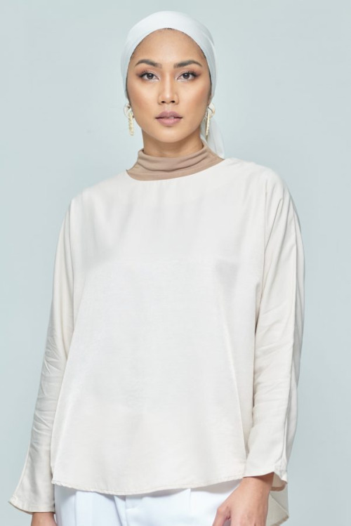 Cream Basic Plain Loose Top