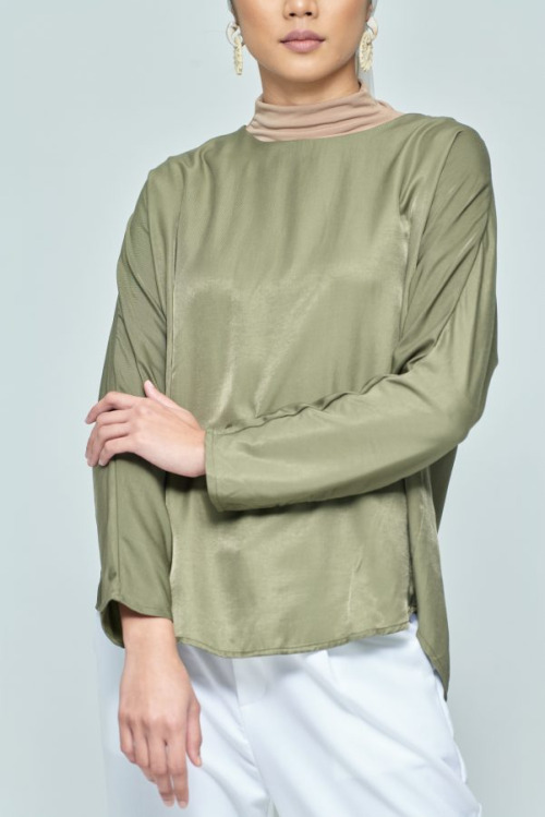 Green Basic Plain Loose Top
