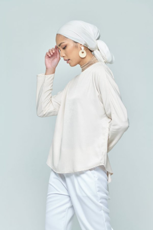 Cream Basic Plain Loose Top