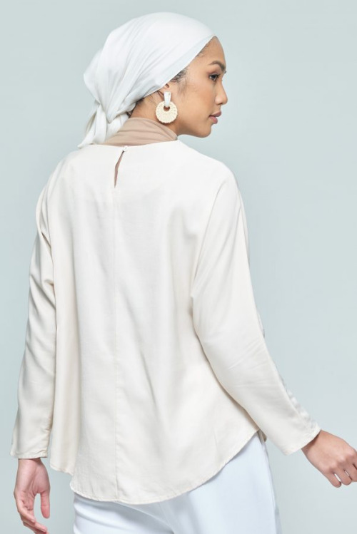 Cream Basic Plain Loose Top