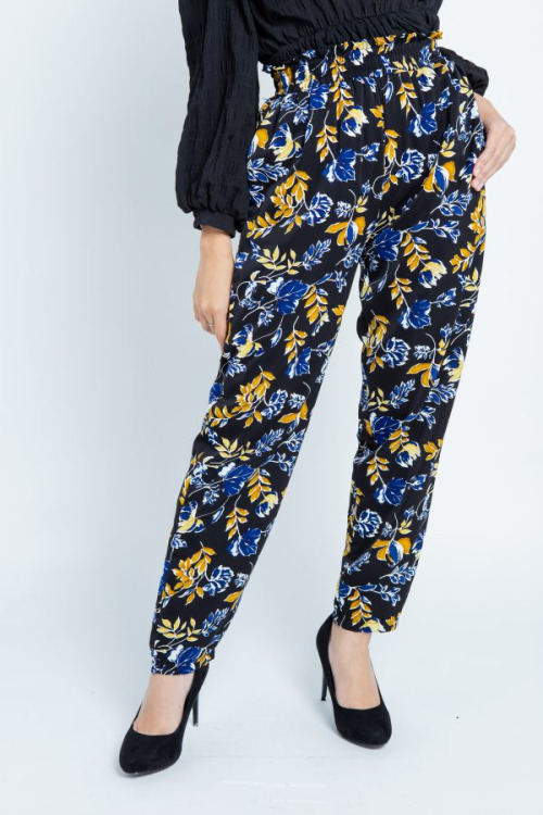 Black Blossom Printed Pants