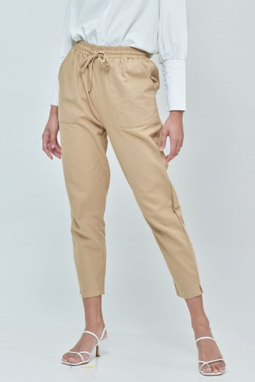 Beige Cara Ankle Pants