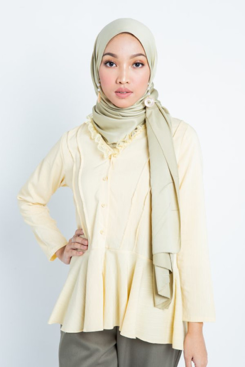 Yellow Striped Peplum Blouse