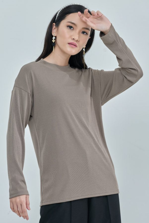 Sand Lisa Ribbed Top