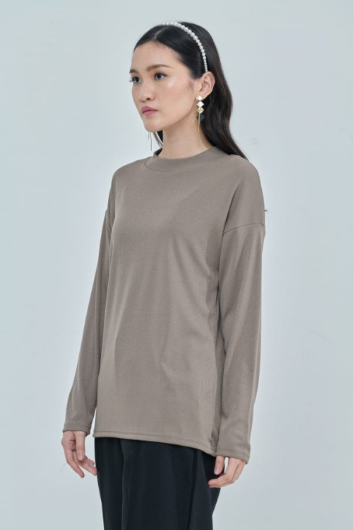 Sand Lisa Ribbed Top