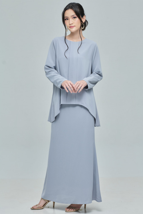 Blue Dinda Basic Chiffon Kurung