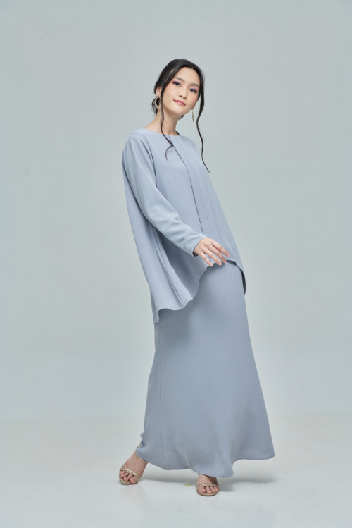 Blue Dinda Basic Chiffon Kurung