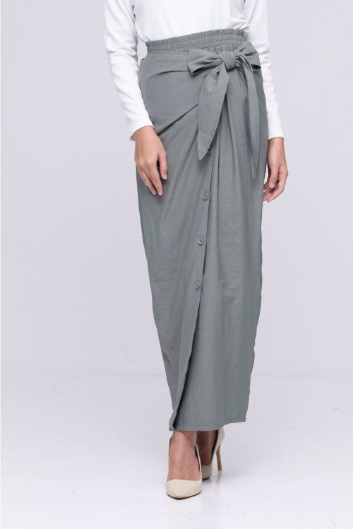 Green Side Tie Cotton Skirt