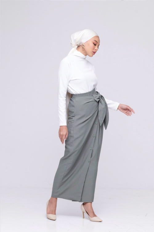 Green Side Tie Cotton Skirt