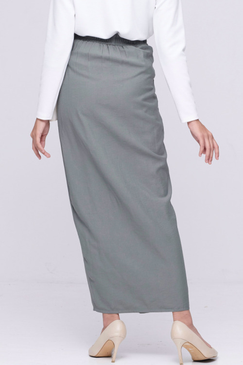 Green Side Tie Cotton Skirt
