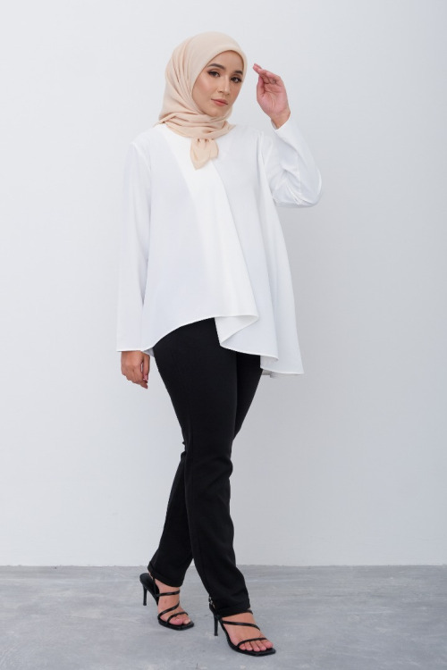 White Basic Flared Blouse
