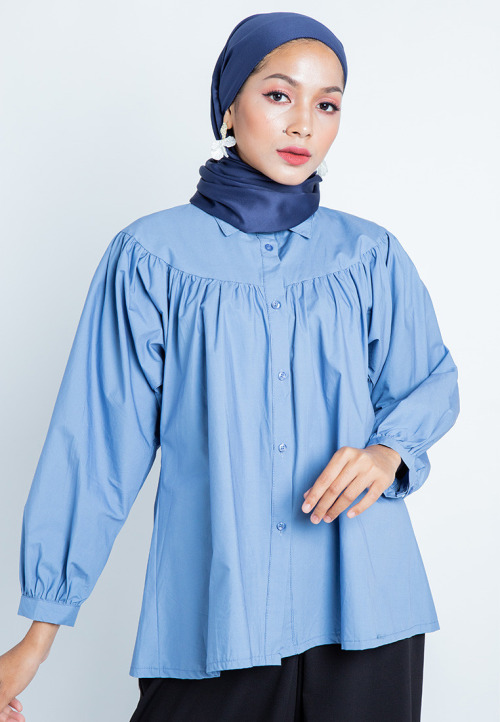 Blue Cotton Tier Shirt