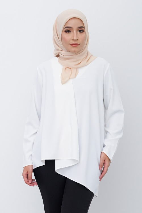 White Basic Flared Blouse