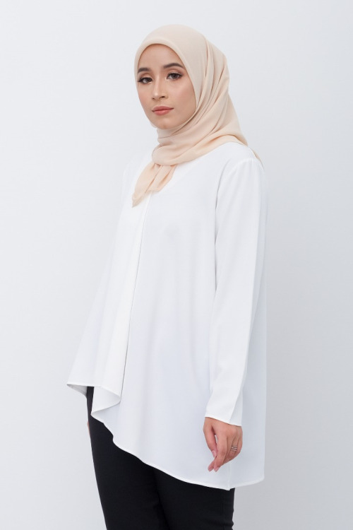 White Basic Flared Blouse
