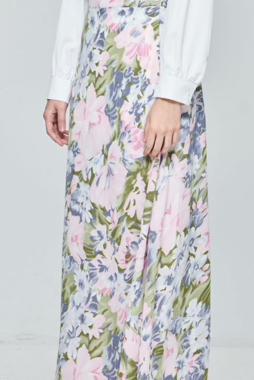 Purple Chiffon Maxi Skirt in Floral Bloom