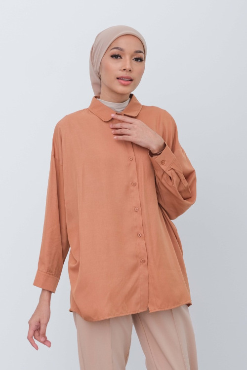 Caramel Belle Button Linen Shirt