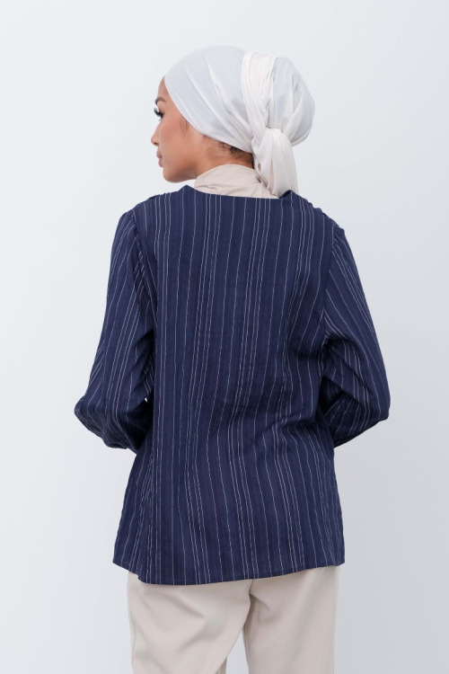 Dark Blue Kimono Wrap Blouse