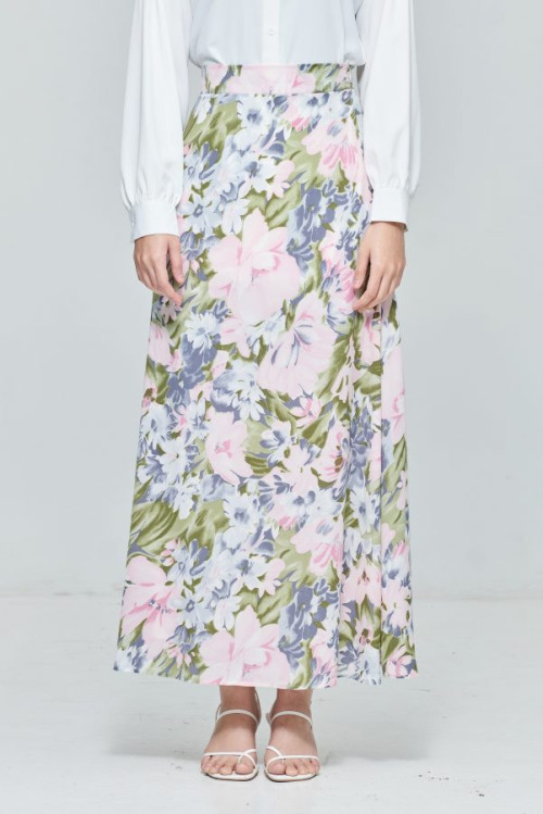 Purple Chiffon Maxi Skirt in Floral Bloom